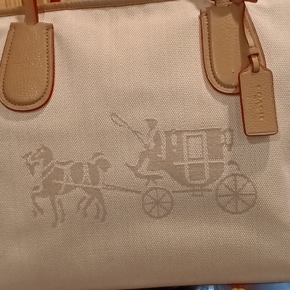 Coach Canvas & Leather Horse & Carriage Tote - Ivory - Picture 2 of 15
